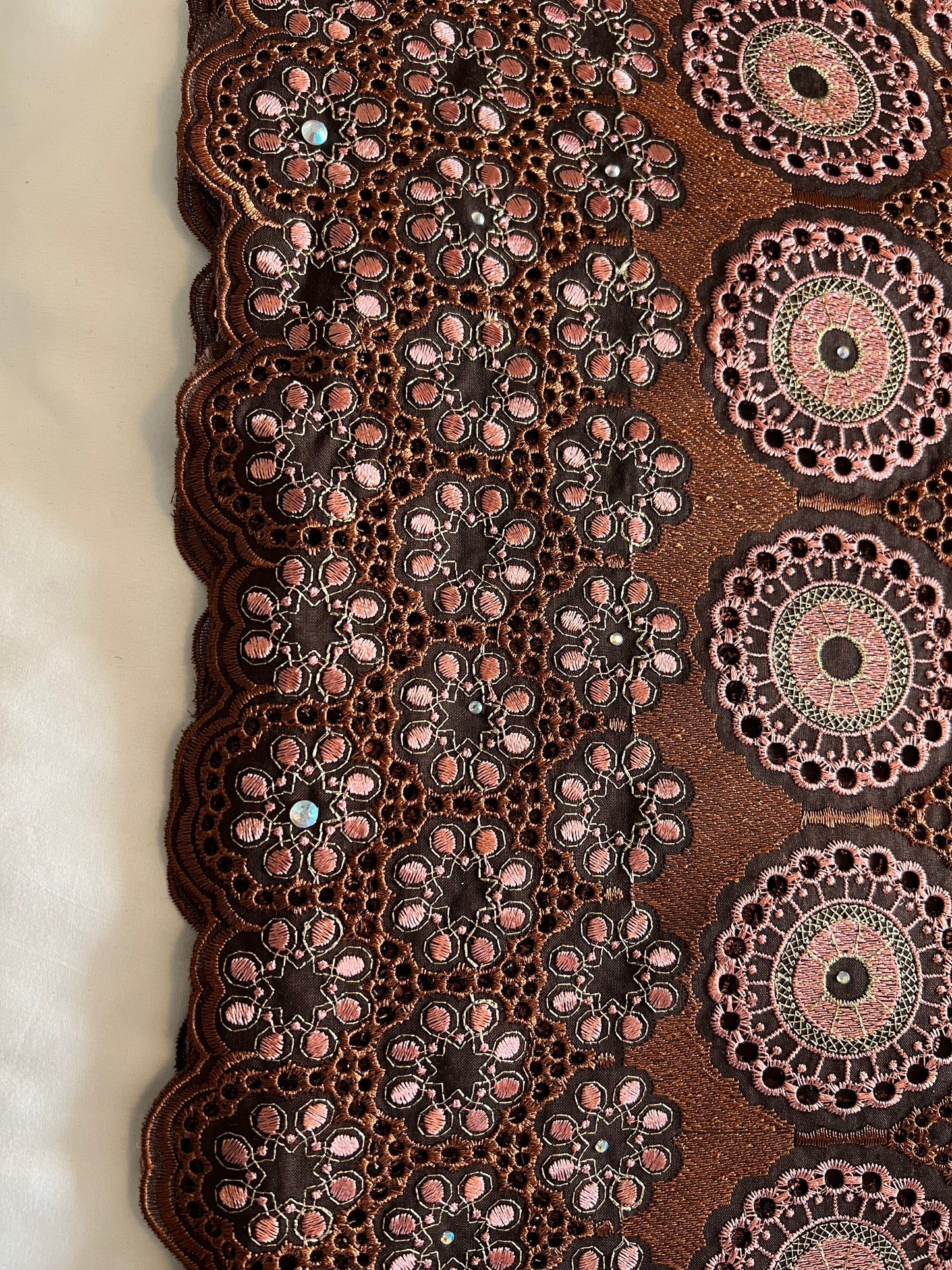 Brown & Peach Lace