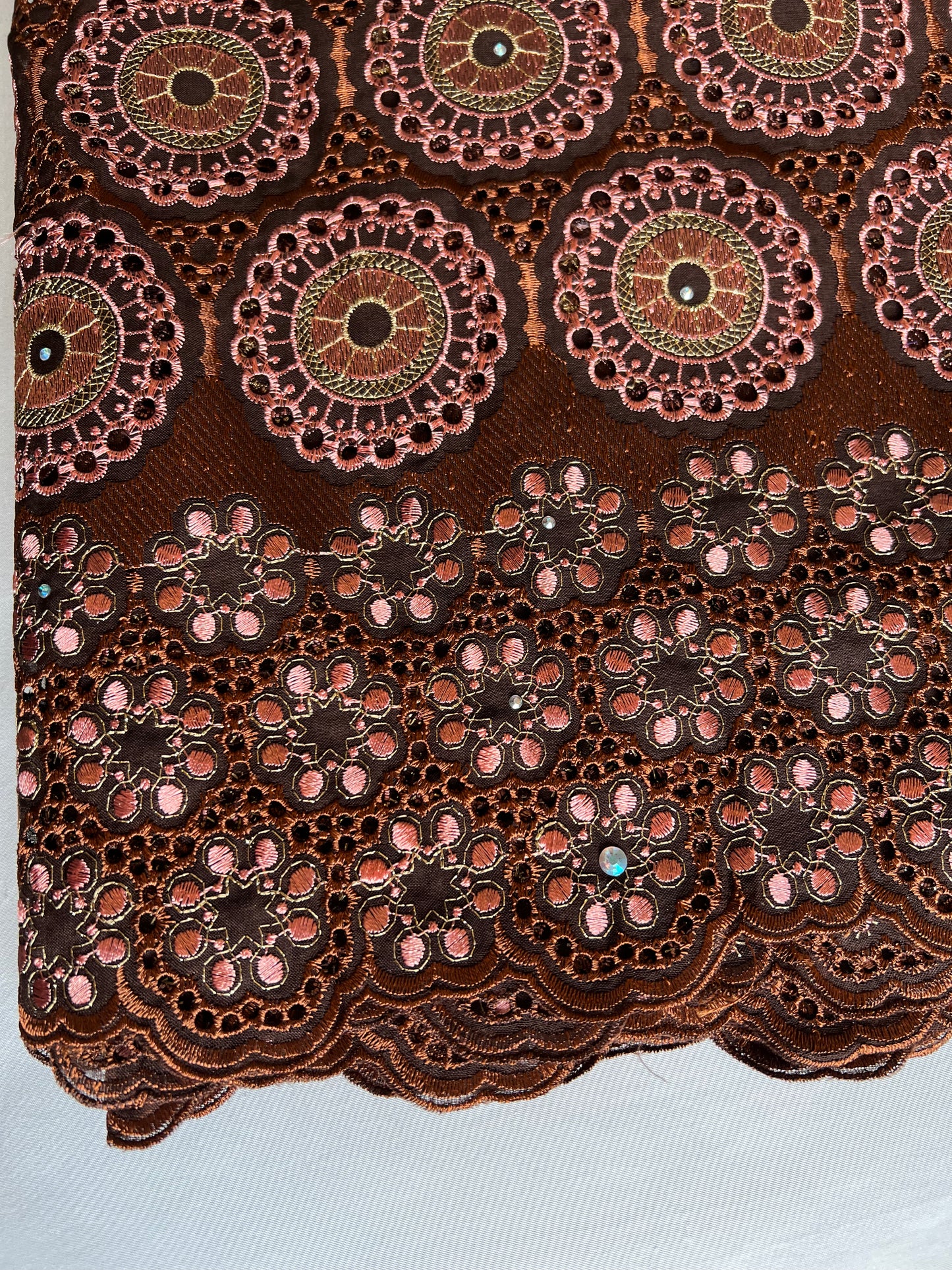 Brown & Peach Lace