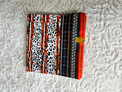 Orange & White Cheetah Print Ankara